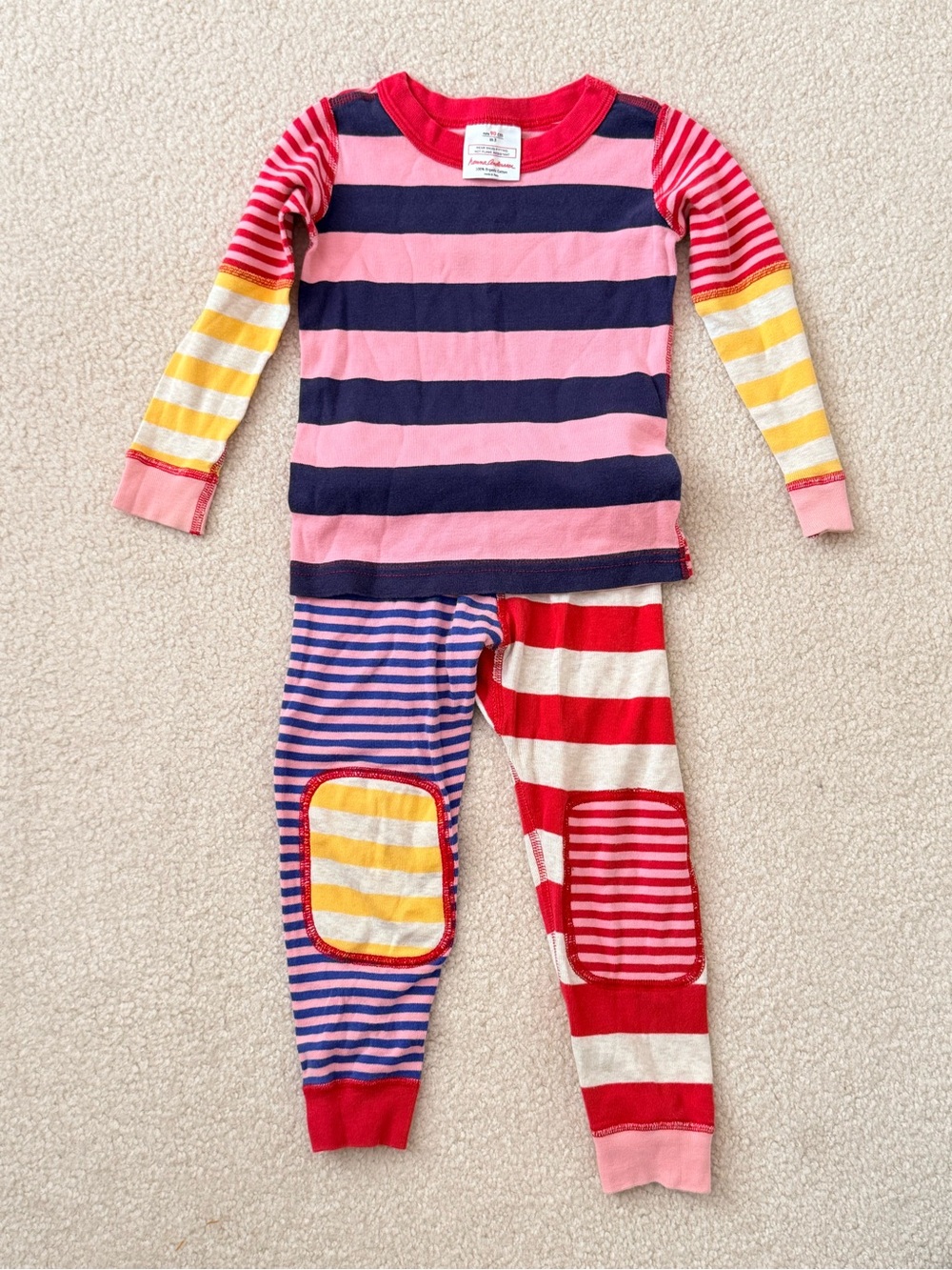 Hanna Andersson Striped PJ Set in Pink, Navy, Red & Yellow
